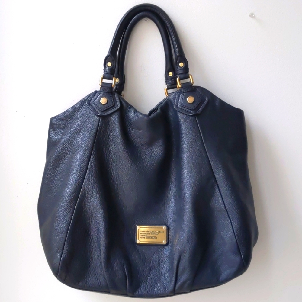Marc by Marc Jacobs Black Leather Tote with Gold Hardware